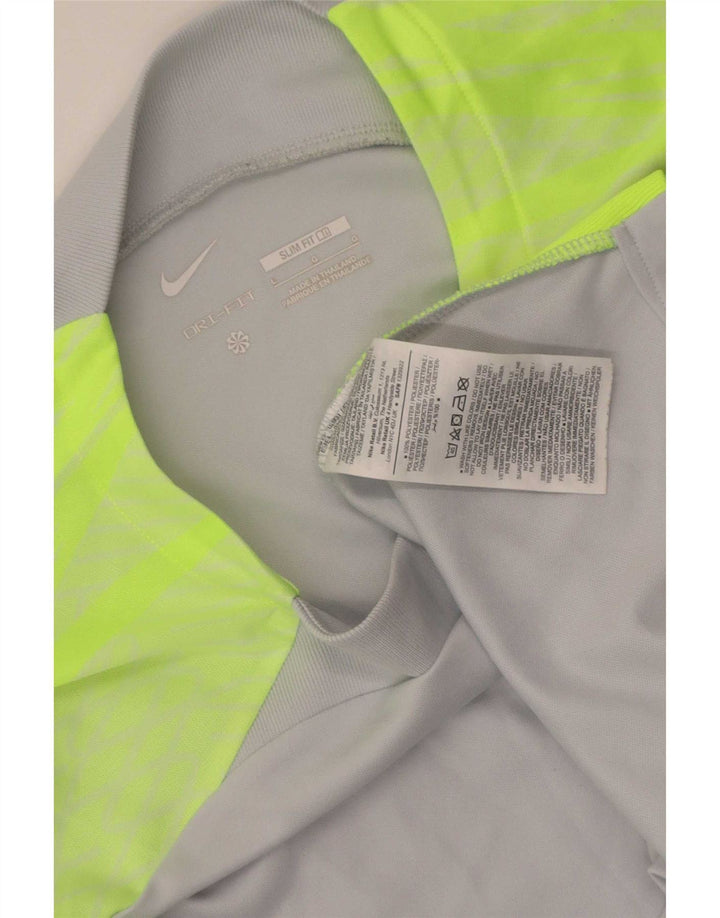 Nike Mens Dri Fit Slim T-Shirt Top Large Grey Colourblock Polyester
