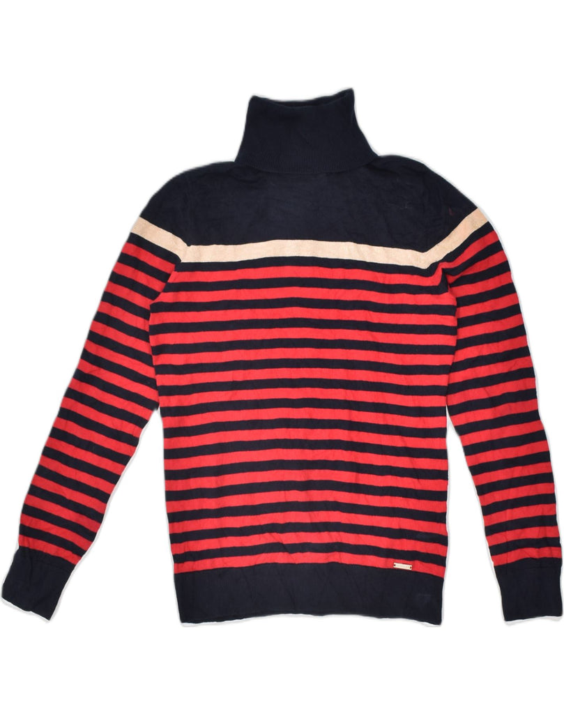 TOMMY HILFIGER Womens Roll Neck Jumper Sweater UK 10 Small Red Striped | Vintage | Thrift | Second-Hand | Used Clothing | Messina Hembry 