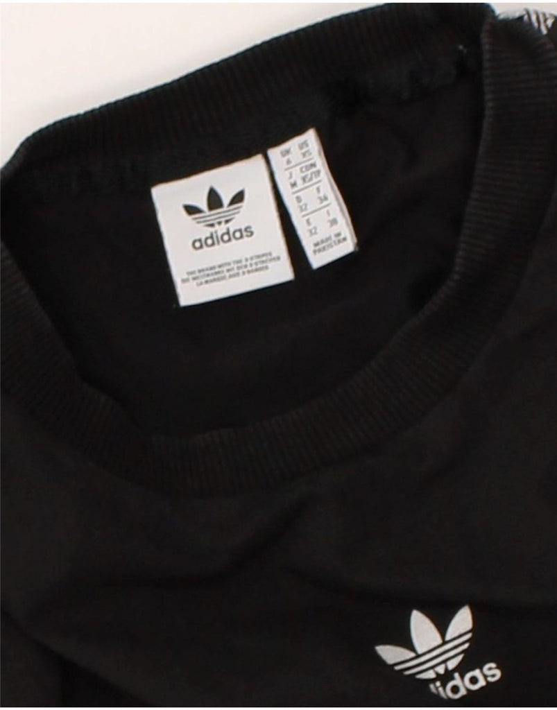 ADIDAS Womens Graphic Sweatshirt Jumper UK 6 XS  Black Cotton | Vintage Adidas | Thrift | Second-Hand Adidas | Used Clothing | Messina Hembry 