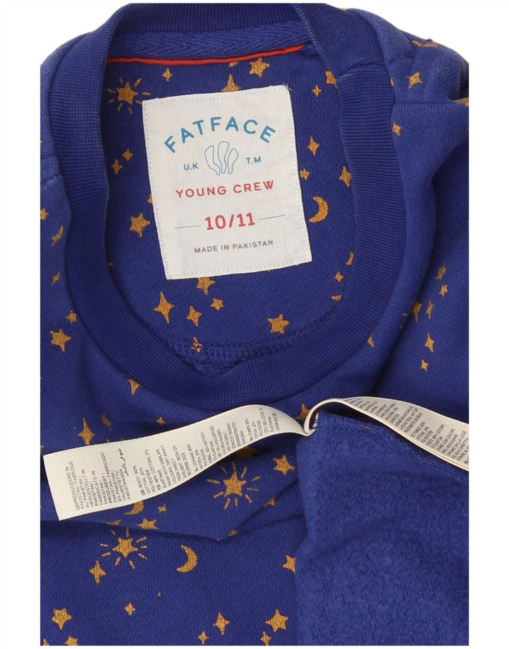 Fat Face Girls Abstract Pattern Long Sleeve Basic Dress 10-11 Years Blue