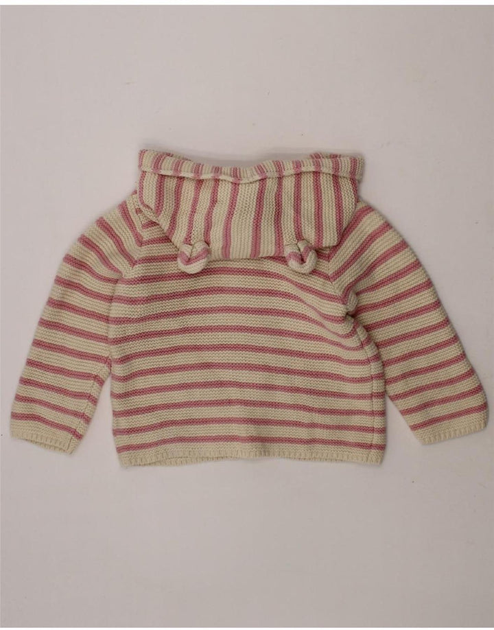 GAP Baby Girls Hooded Cardigan Sweater 12-18 Months Pink Striped Vintage Gap and Second-Hand Gap from Messina Hembry 