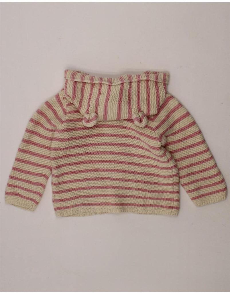 GAP Baby Girls Hooded Cardigan Sweater 12-18 Months Pink Striped Vintage Gap and Second-Hand Gap from Messina Hembry 