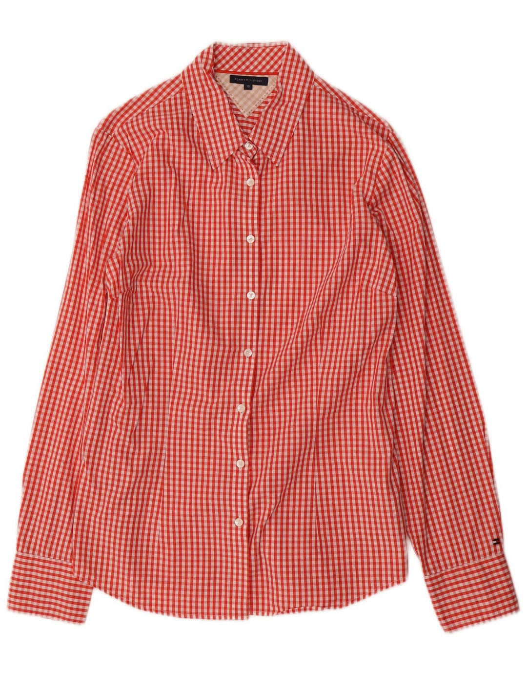 Tommy Hilfiger Womens Shirt US 10 Large Red Gingham Cotton