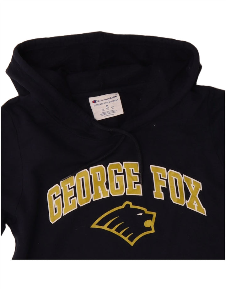 Champion Womens George Fox University Hoodie Jumper UK 14 Medium Navy Blue