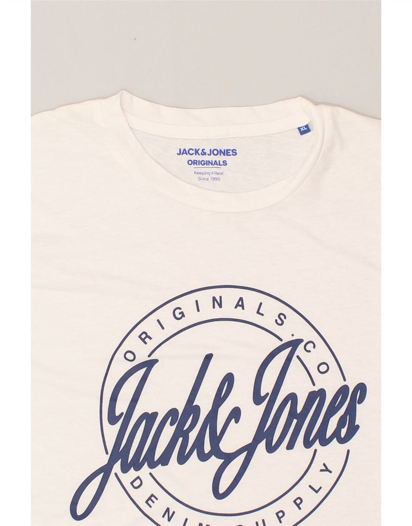 JACK & JONES Mens Graphic T-Shirt Top XL White Cotton | Vintage Jack & Jones | Thrift | Second-Hand Jack & Jones | Used Clothing | Messina Hembry 