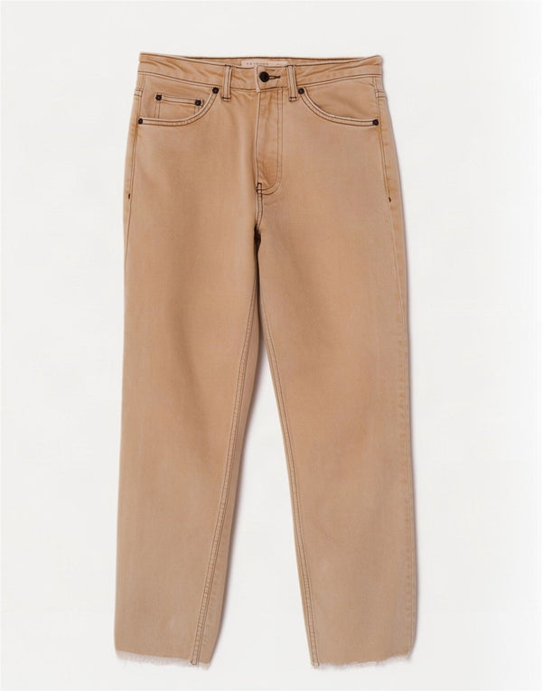 Topshop Womens Cropped Jeans W26 L25 Beige Cotton