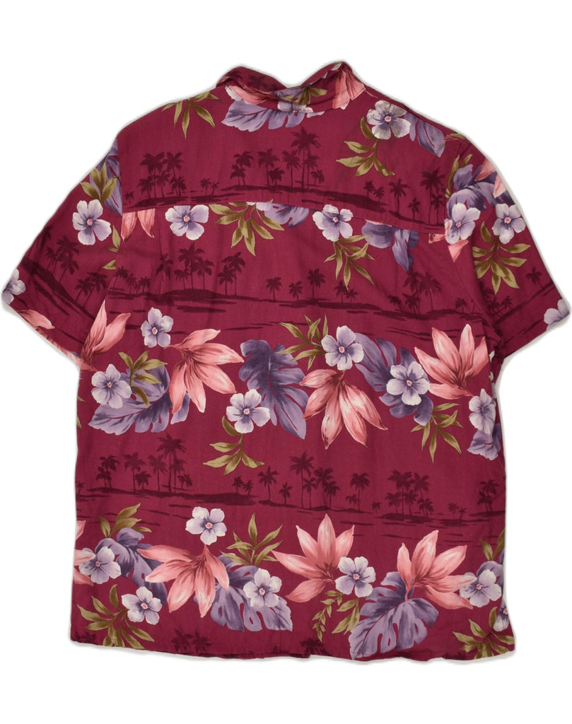 ALFRED DUNNER Womens Petite Short Sleeve Shirt US 16 2XL Burgundy Floral | Vintage Alfred Dunner | Thrift | Second-Hand Alfred Dunner | Used Clothing | Messina Hembry 