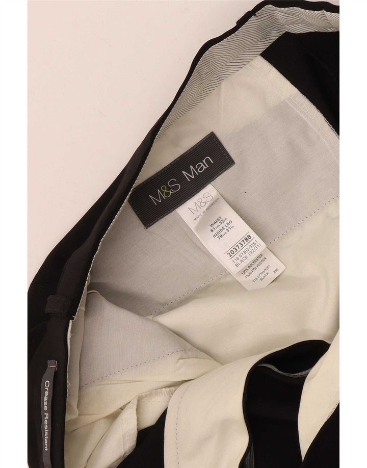 Marks & Spencer Mens Straight Suit Trousers W32 L31 Black Polyester