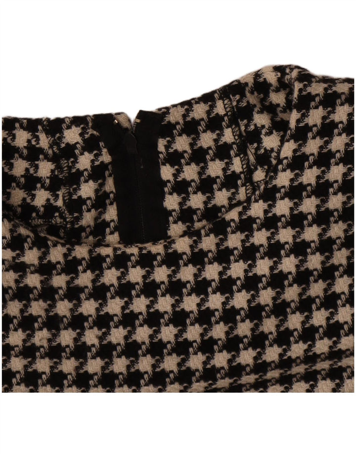 Vintage Womens Sheath Dress UK 12 Medium Black Houndstooth