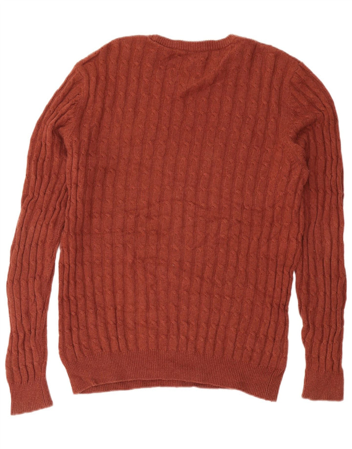 Jack Wills Mens Crew Neck Jumper Sweater Medium Brown Wool