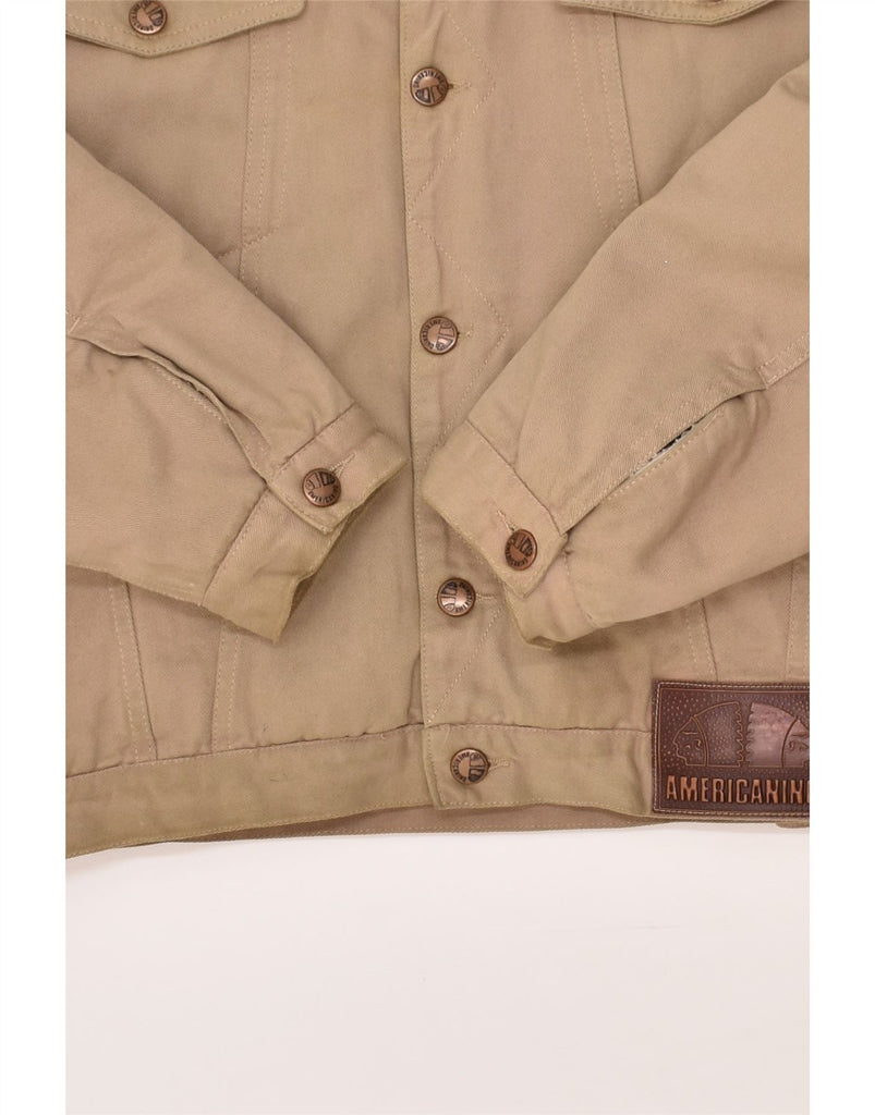 AMERICANINO Mens Sherpa Denim Jacket UK 38 Medium Beige Cotton | Vintage Americanino | Thrift | Second-Hand Americanino | Used Clothing | Messina Hembry 