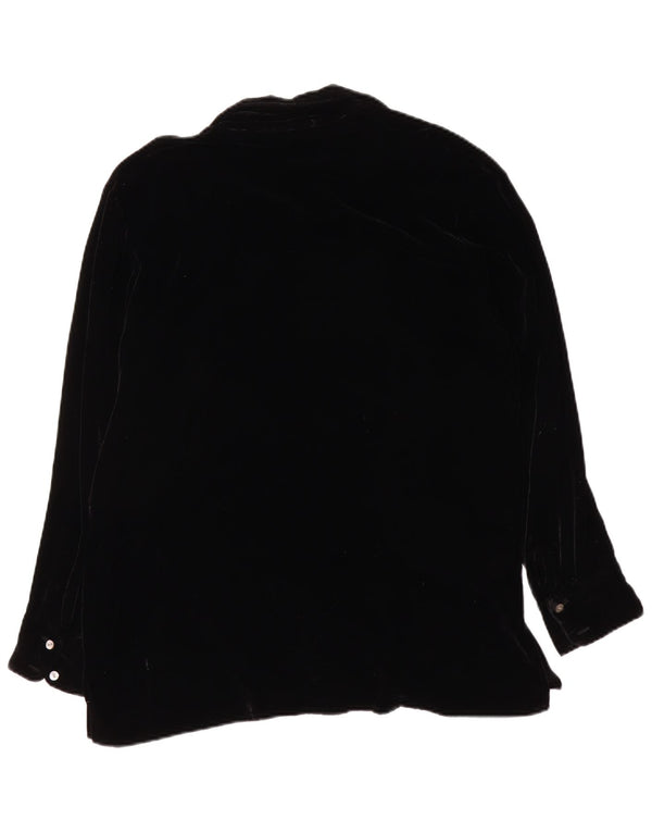 Art Of Silk Womens Tie Rack Velvet Shirt Blouse UK 14 Medium Black