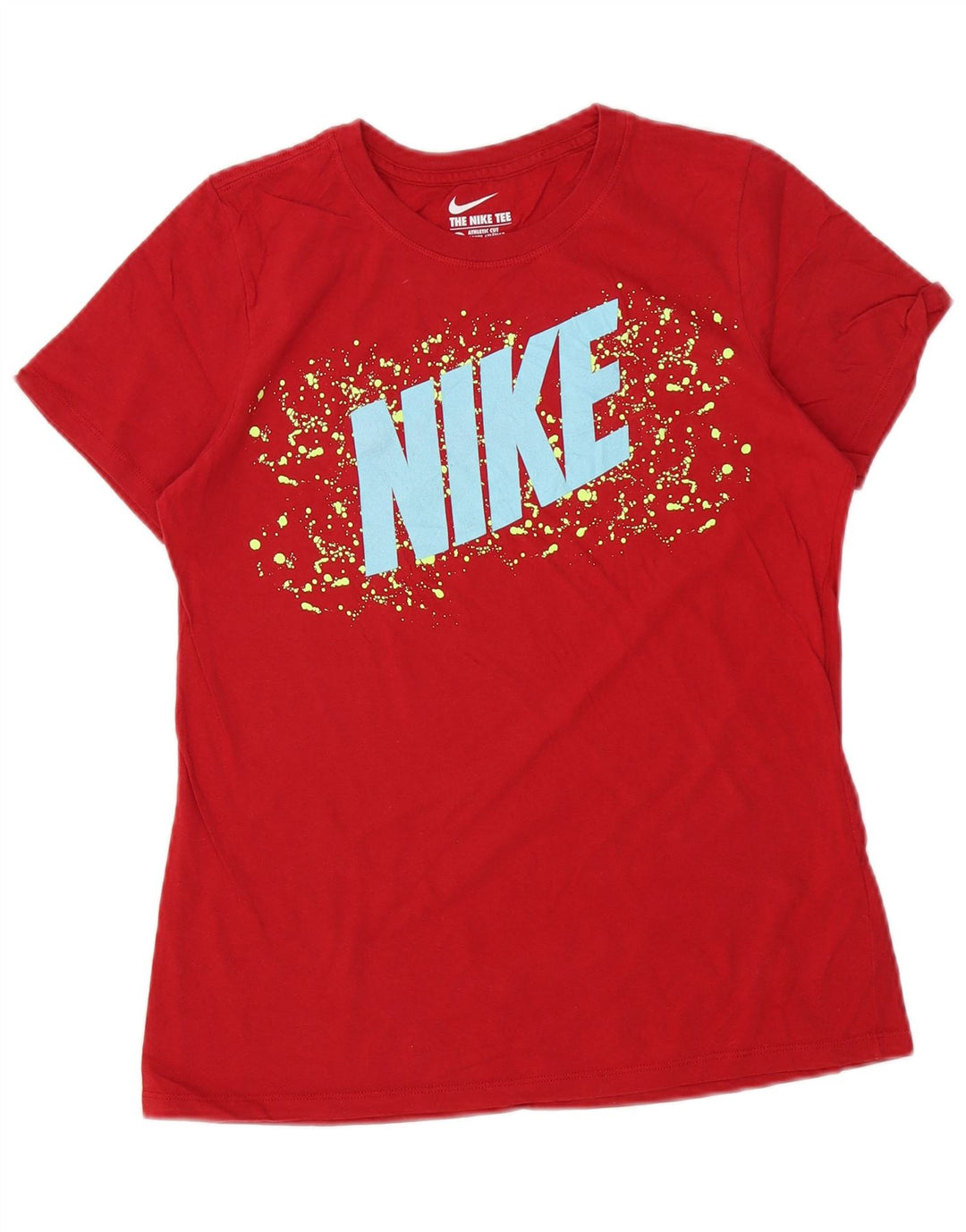 NIKE Womens Athletic Cut Graphic T-Shirt Top UK 14 Large Red Cotton