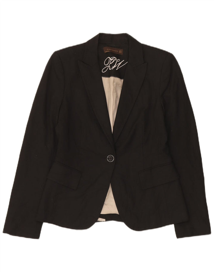 Zara Womens 1 Button Blazer Jacket EU 38 Small Black