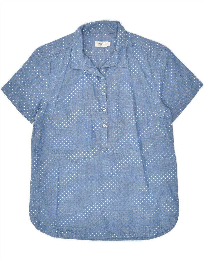 DACK'S Womens Short Sleeve Pullover Shirt UK 10 Small Blue Polka Dot | Vintage Dack's | Thrift | Second-Hand Dack's | Used Clothing | Messina Hembry 