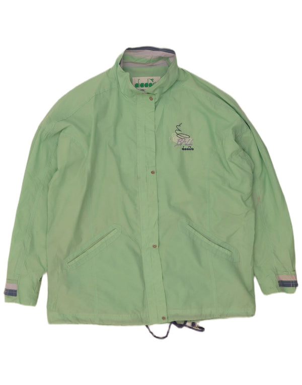 Diadora Womens Oversized Rain Jacket UK 14 Medium Green Nylon