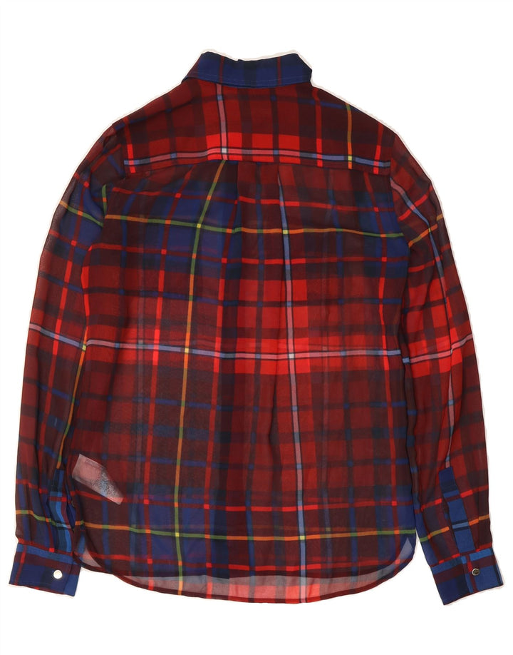 TOMMY HILFIGER Womens Oversized Flannel Shirt US 2 XS Red Check Cotton Vintage Tommy Hilfiger and Second-Hand Tommy Hilfiger from Messina Hembry 