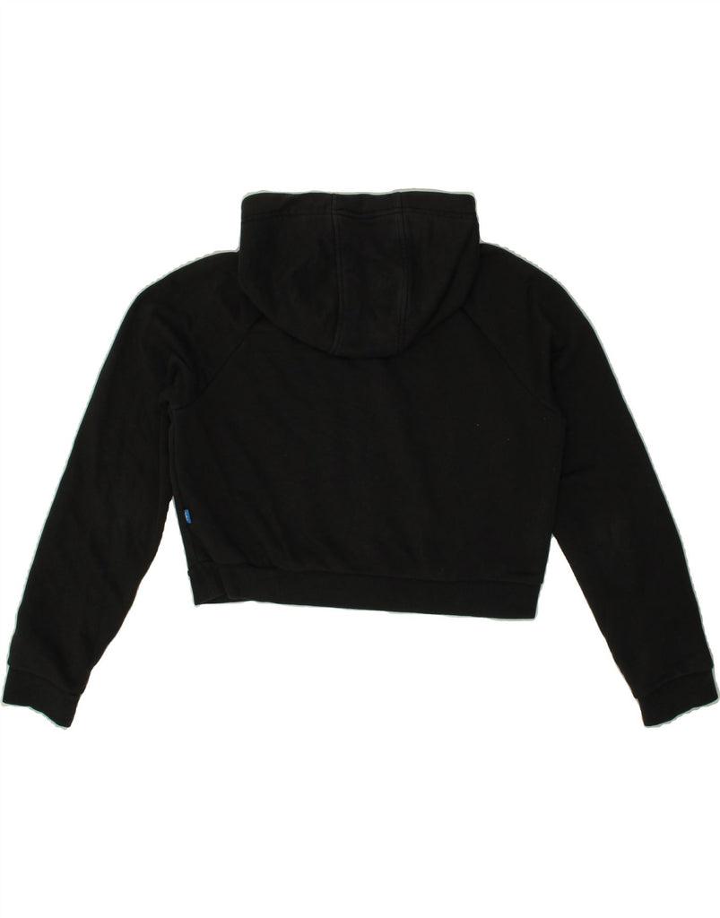 ADIDAS Womens Graphic Crop Hoodie Jumper UK 12 Medium Black Cotton Vintage Adidas and Second-Hand Adidas from Messina Hembry 