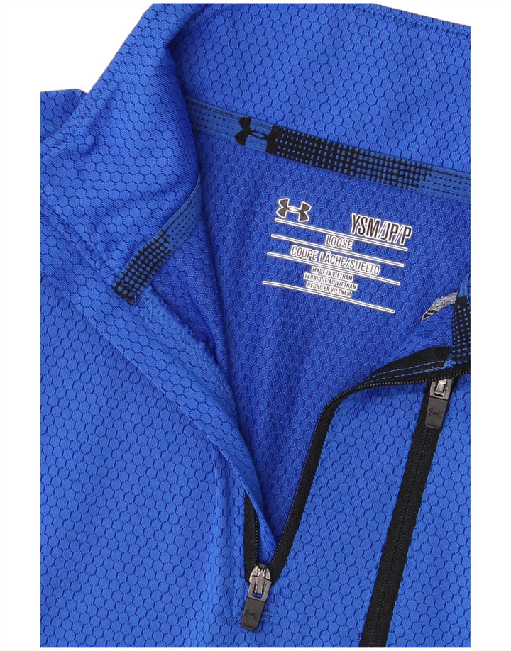 Under Armour Boys Pullover Tracksuit Top 7-8 Years Small Blue Colourblock