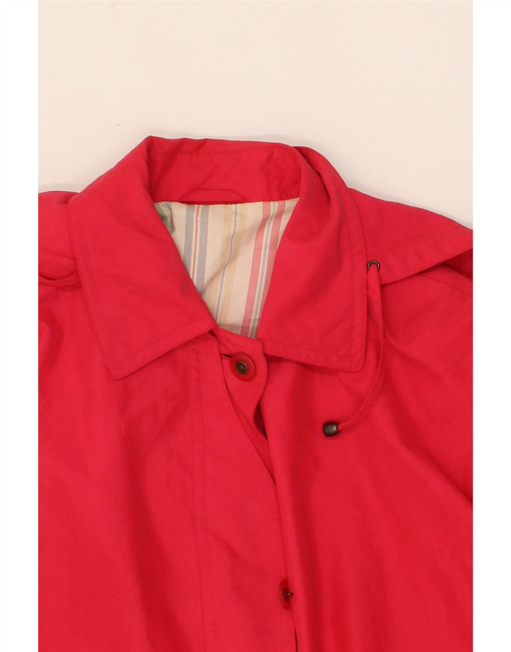 VINTAGE Womens Hooded Overcoat UK 12 Medium  Red Polyester Vintage Vintage and Second-Hand Vintage from Messina Hembry 