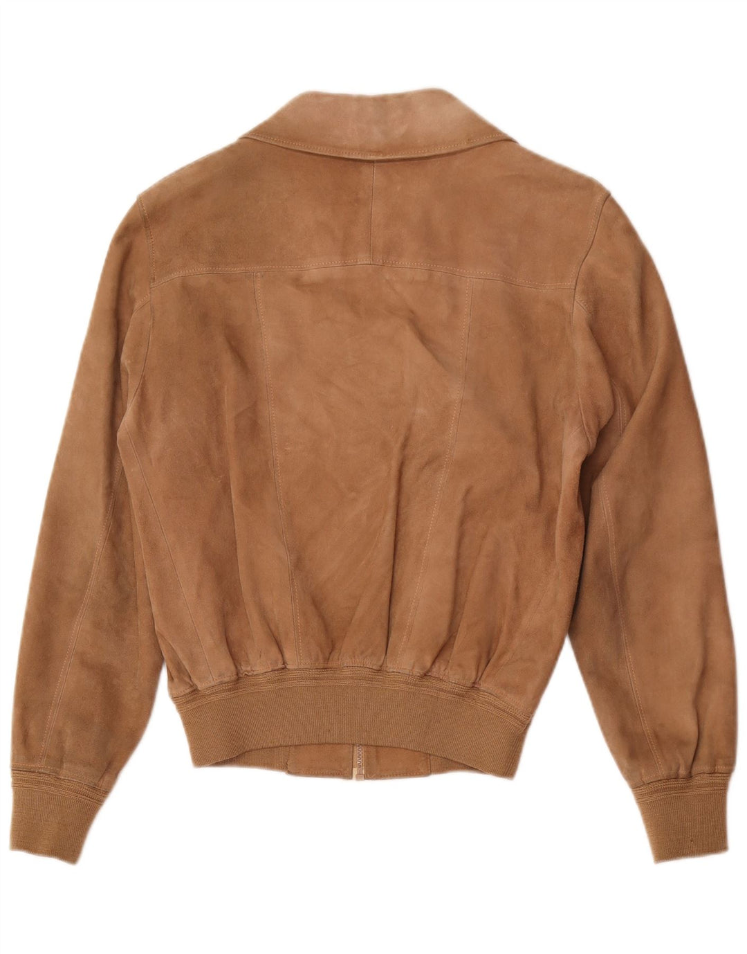 Vintage Mens Suede Bomber Jacket UK 36 Small Brown Leather Retro