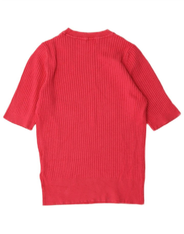 Marks & Spencer Womens Crop Crew Neck Jumper Sweater UK 8 Small Pink