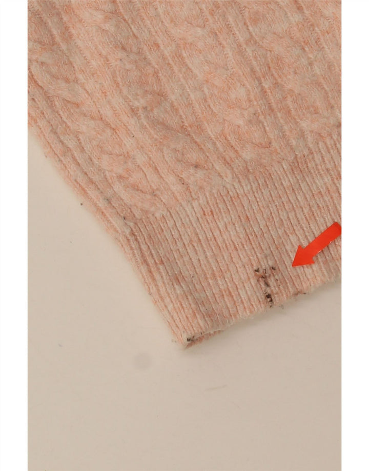 Marks & Spencer Womens Hooded V-Neck Jumper Sweater UK 14 Medium Pink