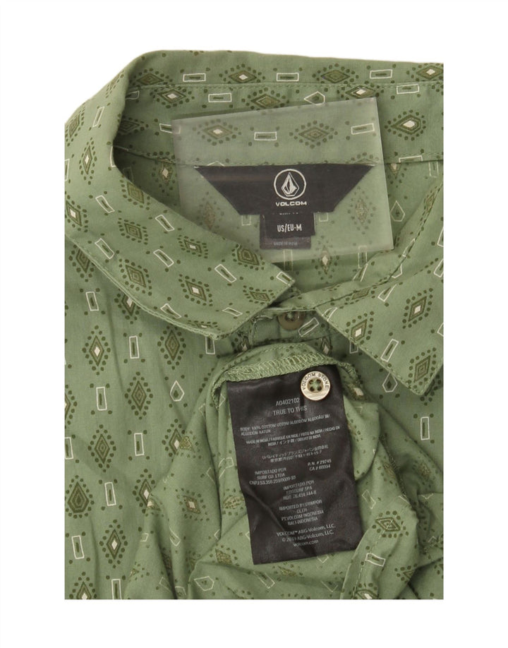Volcom Mens Short Sleeve Shirt Medium Green Geometric Cotton
