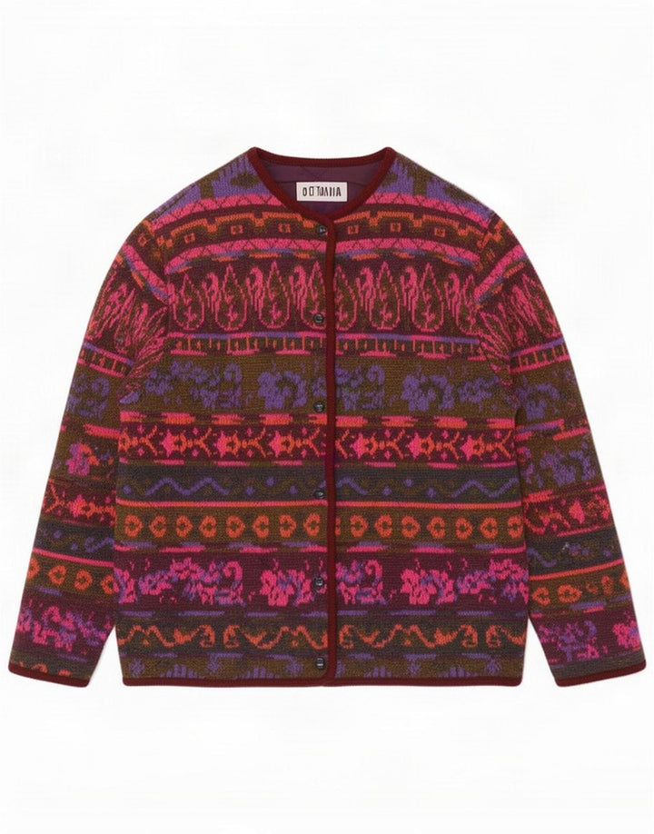 Vintage Womens Cardigan Sweater IT 44 Medium Multicoloured Fair Isle Wool