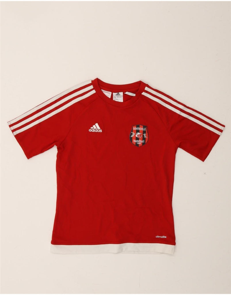 ADIDAS Boys Gonfreville Hanball Graphic T-Shirt Top 11-12 Years Red Vintage Adidas and Second-Hand Adidas from Messina Hembry 