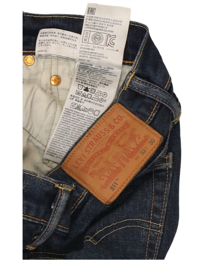 Levi's Womens 511 Slim Jeans W32 L30 Navy Blue Cotton