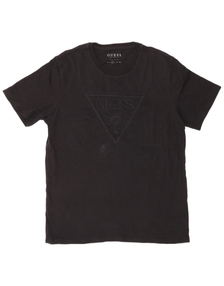 Guess Mens Graphic T-Shirt Top Medium Black Cotton