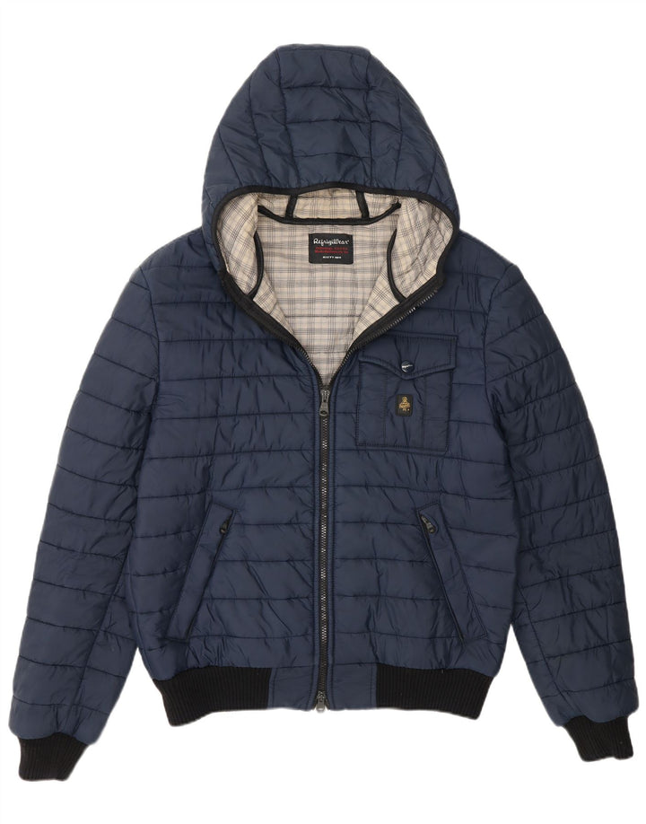 Refrigiwear Mens Hooded Padded Jacket IT 52 Large Navy Blue Polyester