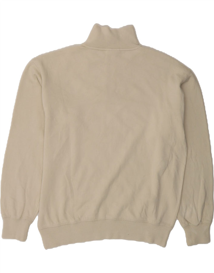 ASICS Mens Zip Neck Sweatshirt Jumper Medium Beige Cotton Vintage Asics and Second-Hand Asics from Messina Hembry 
