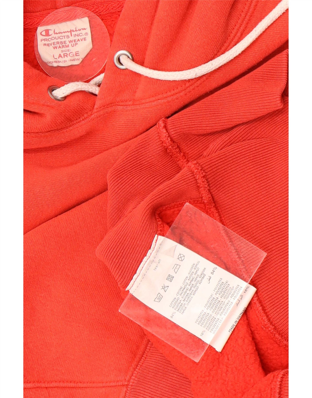 Champion Mens Hoodie Jumper Large Orange Cotton