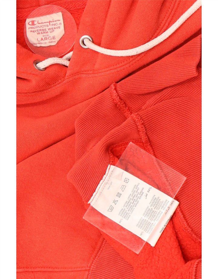 Champion Mens Hoodie Jumper Large Orange Cotton