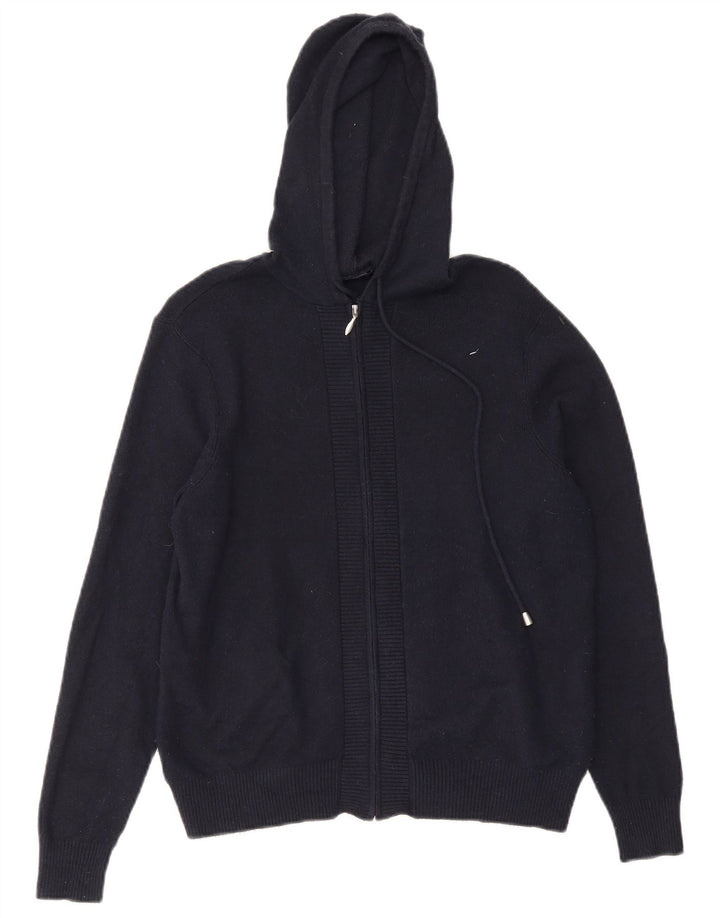 Marks & Spencer Womens Knit Zip Hoodie Sweater UK 12 Medium Navy Blue