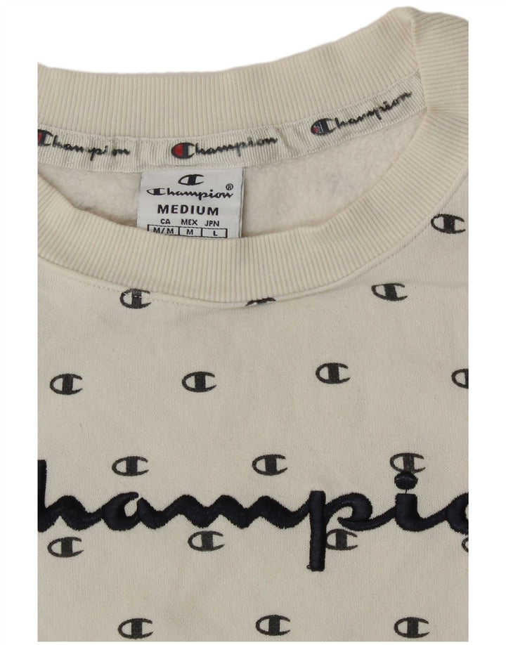 Champion Womens Graphic Sweatshirt Jumper UK 14 Medium White