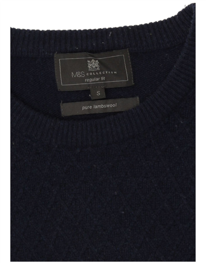 Marks & Spencer Mens Regular Fit Crew Neck Jumper Sweater Small Navy Blue