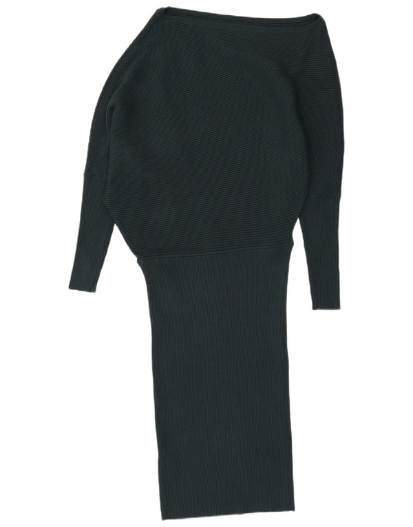 Reiss Womens Long Sleeve Off Shoulder Dress UK 12 Medium Green Viscose