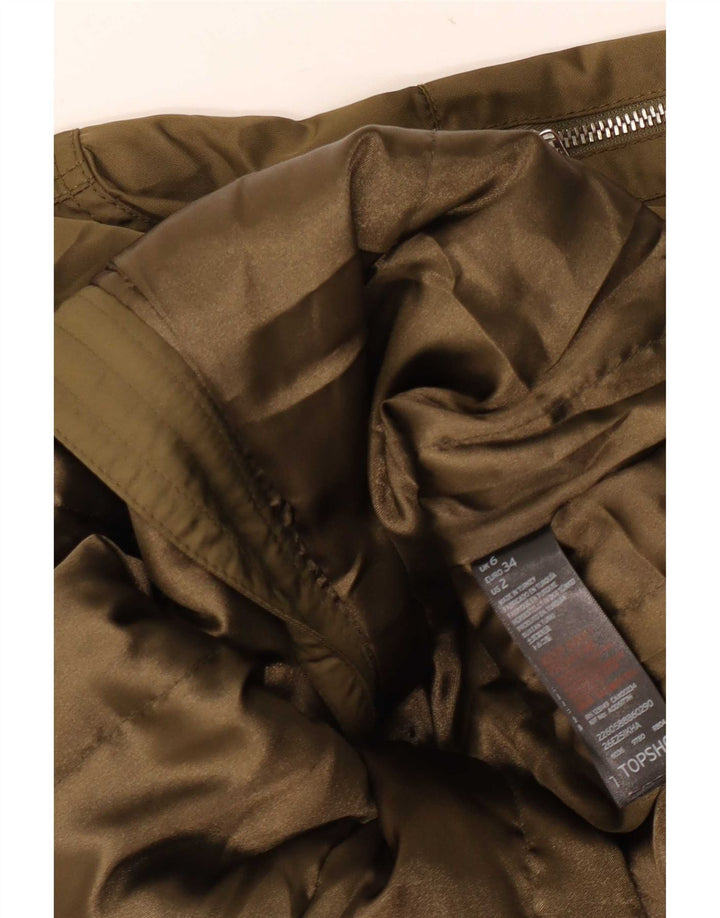Topshop Womens Bomber Jacket UK 6 XS Khaki Polyester