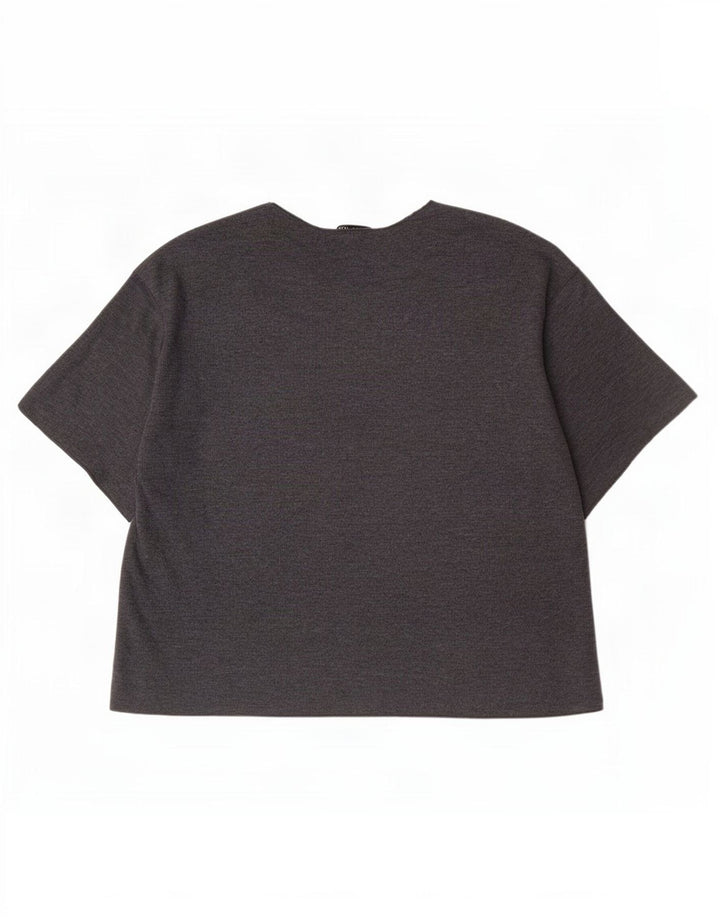 Zara Womens T-Shirt Top UK 12 Medium Grey Cotton
