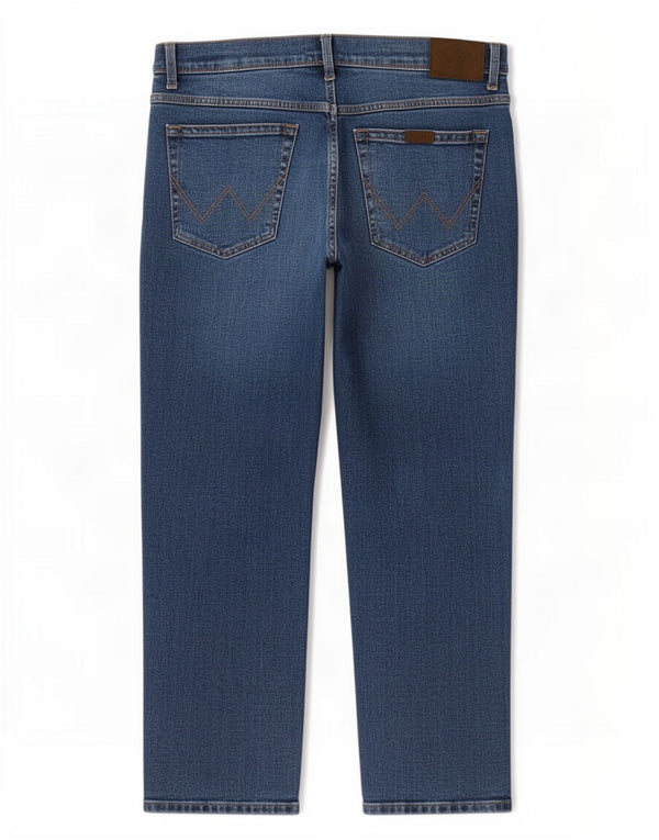 Wrangler Mens Regular Straight Jeans W42 L27 Blue Cotton