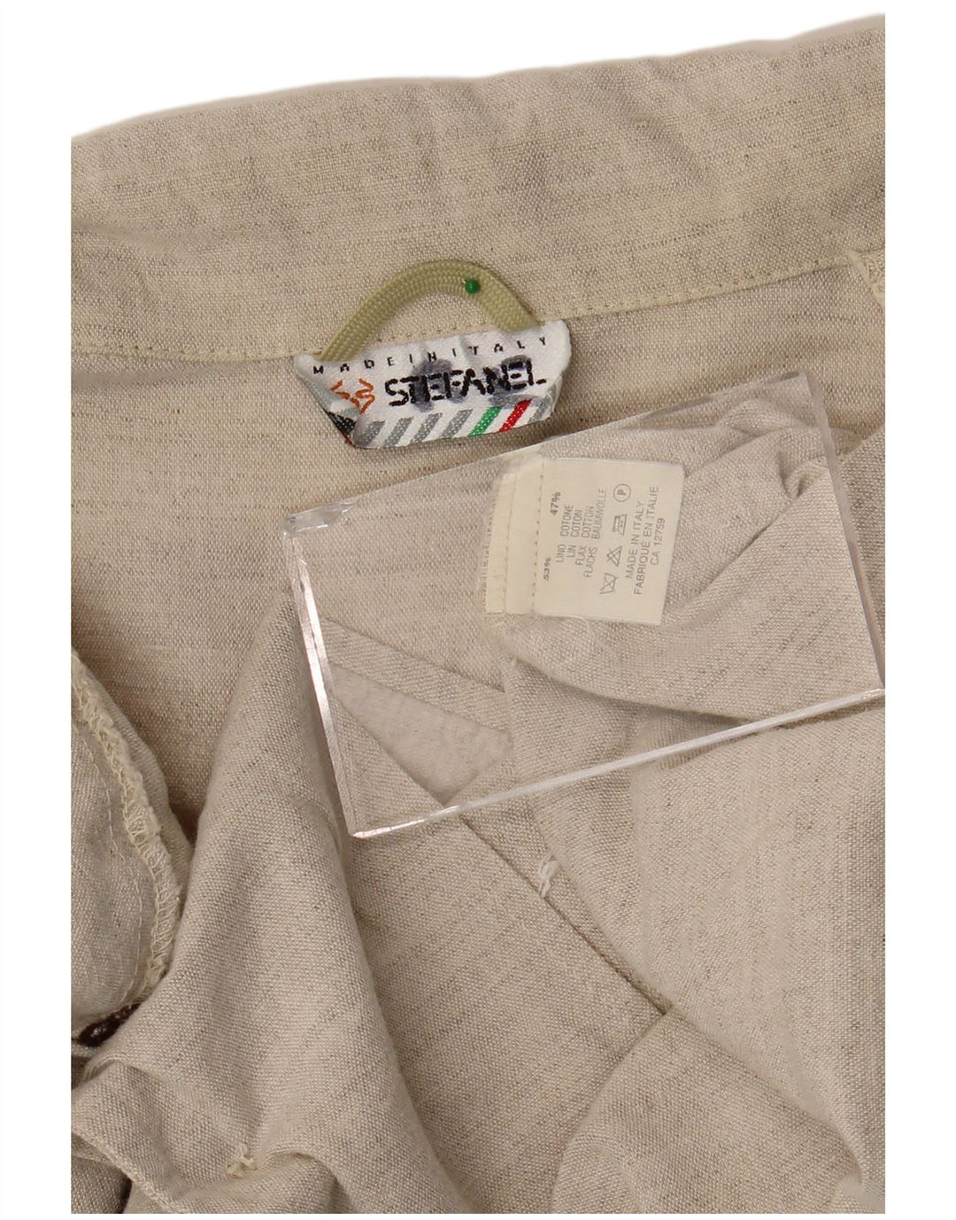 Stefanel Womens 2 Button Blazer Jacket UK 18 XL Beige Linen
