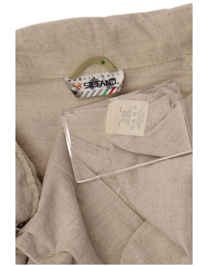 Stefanel Womens 2 Button Blazer Jacket UK 18 XL Beige Linen