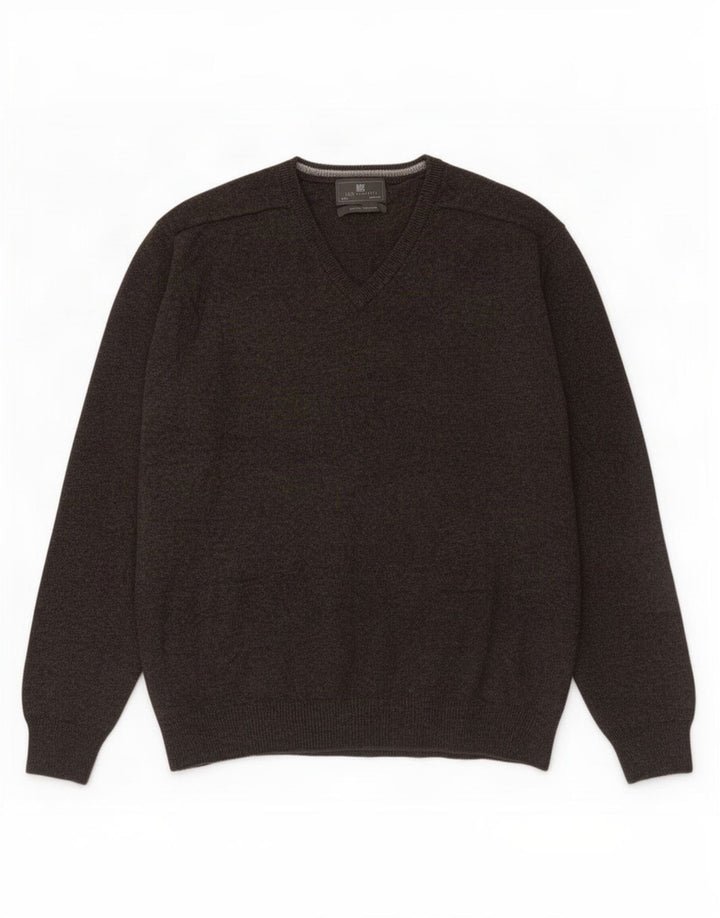 Marks & Spencer Mens Regular Fit V-Neck Jumper Sweater 3XL Brown Wool