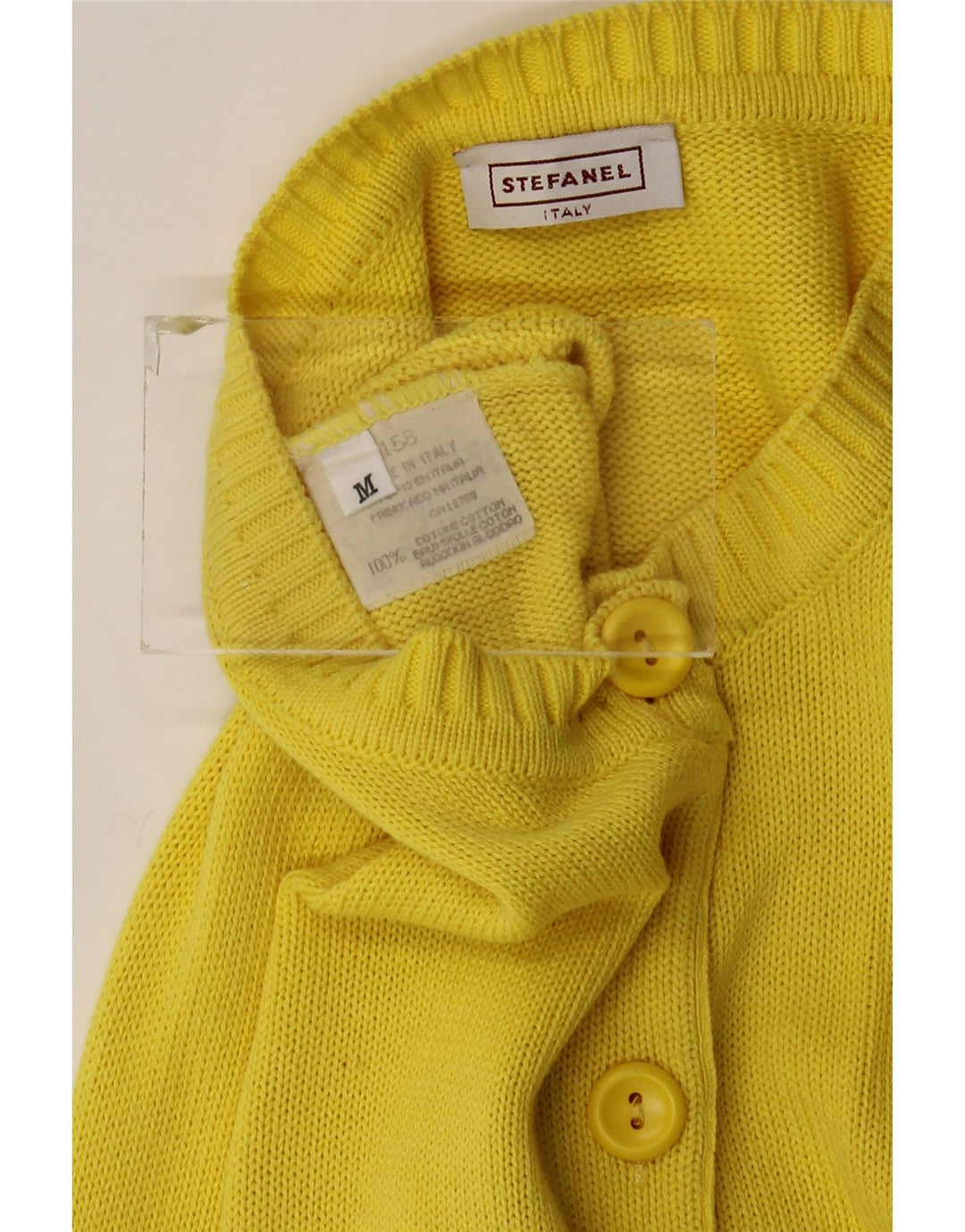 Stefanel Womens Cardigan Sweater UK 12 Medium Yellow Cotton