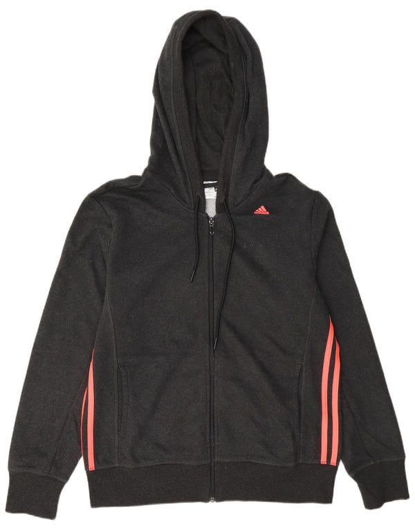 Adidas Womens Climalite Zip Hoodie Sweater UK 16/18 Large Grey Cotton