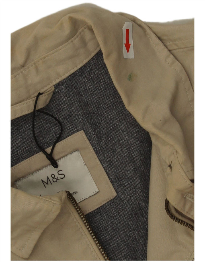 Marks & Spencer Mens Bomber Jacket UK 44 2XL Beige Cotton