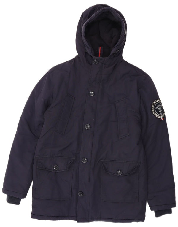 Superdry Mens Hooded Parka Jacket UK 40 Large Navy Blue Nylon